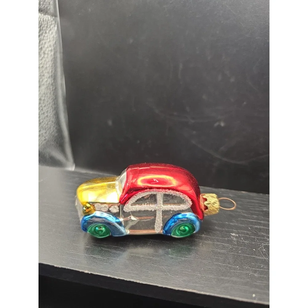 Vintage Old Gangster Car Auto Christmas Tree Ornament Hand Blown Mercury Glass